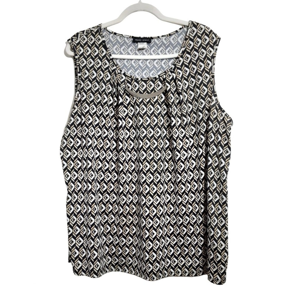 Mandy Evans Women’s Size 2X Top Sleeveless Geometric Print Blouse